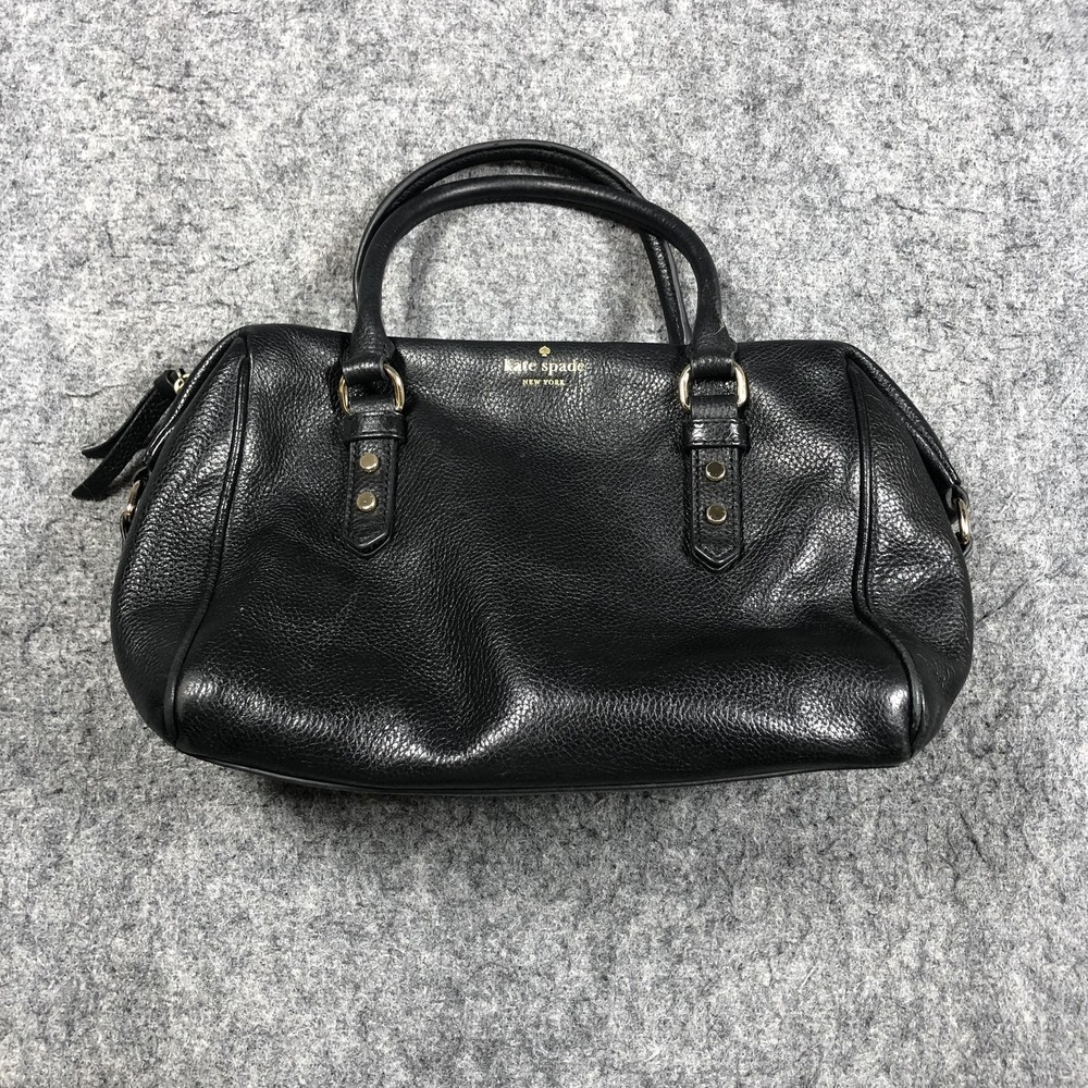 Kate Spade Satchel Bag Womens Medium Black Leather Top Handle Zip Shoulder Purse